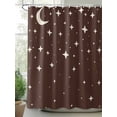 thumbnail image 2 of Fsddascl Modern Brown Shower Curtain Set - Standard 72" x 72" Washable Bathtub Curtain with 12 Hooks, Japanese Style Moon Stars Minimalism Waterproof Fabric Stall Shower Curtains for Bathroom/Bathtub, 2 of 6