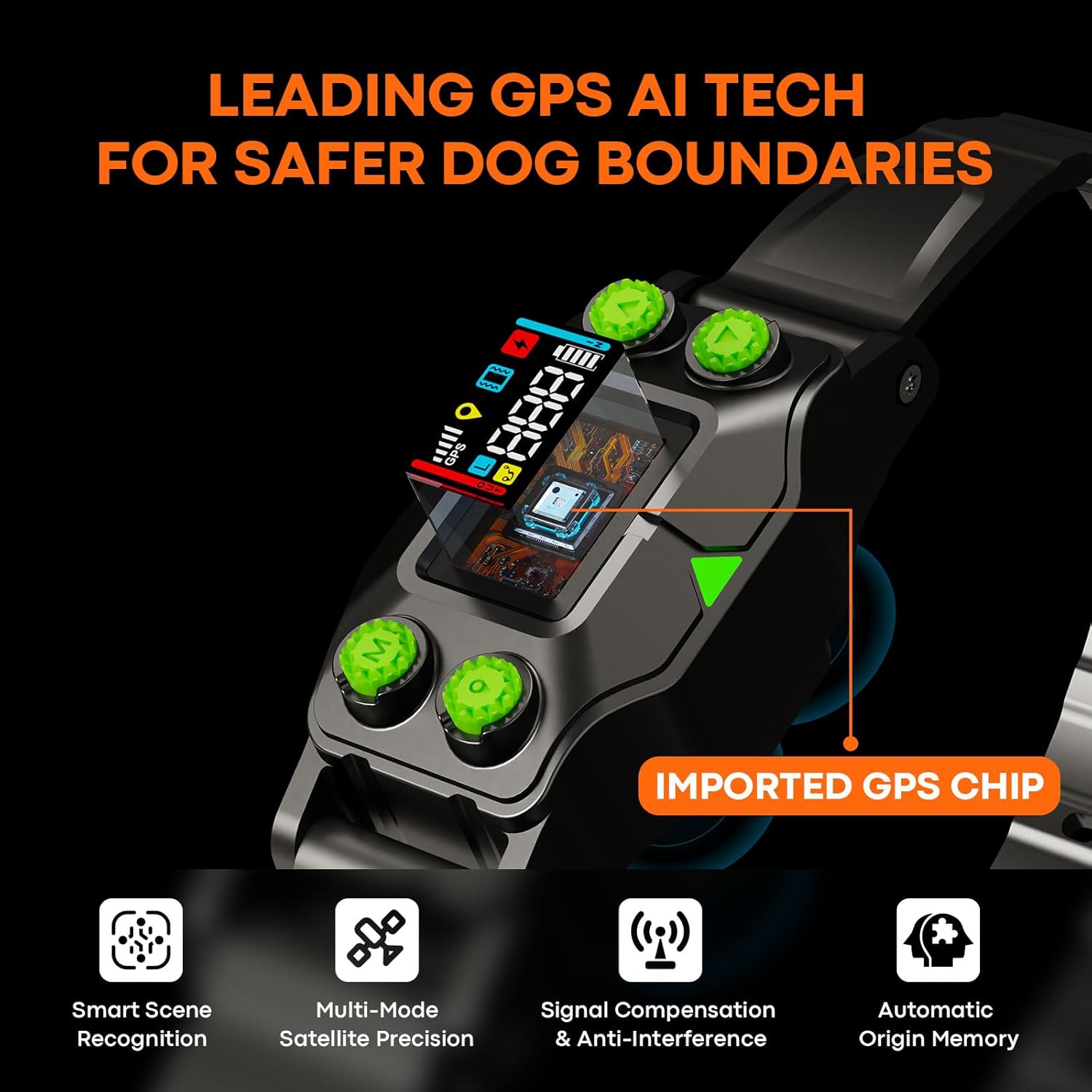 GPS Wireless Dog Fence & Training System 2-in-1, Electric Dog Fence,Chip Upgrade,Enhance and stabilize Signals,Suitable 15-110lbs Dogs, Radius from 25 to 999 Yards,Waterproof IPX7,Outdoor Use
