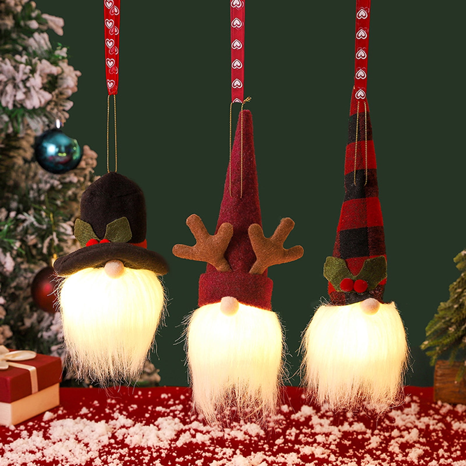 Travelwant 3Packs Glowing Christmas Gnome Decorations , Handmade