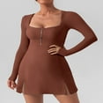 thumbnail image 2 of Robe de Soirée à Manches Longues pour Femmes avec Ourlet Fendu et Encolure en U, 2 of 7