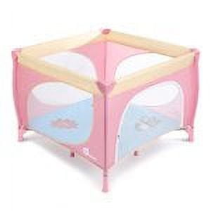 ODOLAND 39inch x 39inch Baby Playard Bed Play Pen Portable with Mattress Safety & Door Activity Center for Toddler Boys Girls