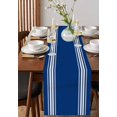 thumbnail image 4 of Blue Stripes Burlap-Cotton Table Runner 72 Inches Long,Farmhouse Modern White Vertical Lines Farmhouse Table Runners,Outdoor Dining Tablecloths Decor for Baby Shower Party Wedding 13x72, 4 of 9