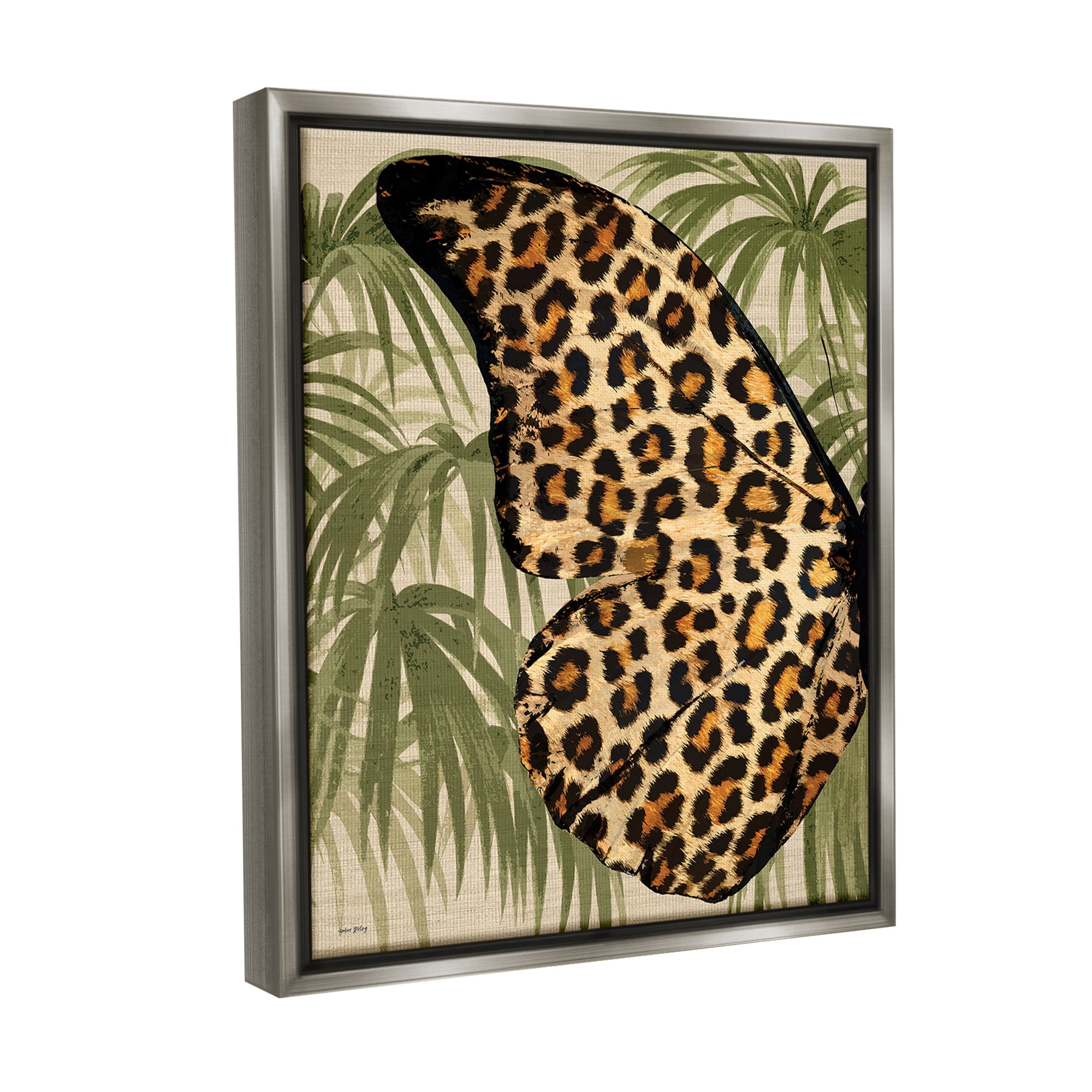 Stupell Industries Tropical Animal Pattern Wing Animals & Insects Painting Gray Floater Framed Canvas Art Print Wall Art, 25 x 31