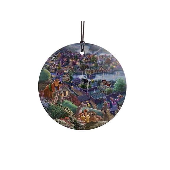 Disney (Lady and the Tramp Falling in Love - Tony and Friends) StarFire Prints™ Hanging Glass Print SPCIR1092