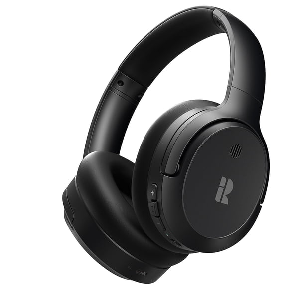 Auriculares Bluetooth, Auriculares inalámbricos híbridos con cancelación activa de ruido sobre la oreja con micrófono, hasta 140 horas de reproducción, modo de transparencia, graves profundos, llamada