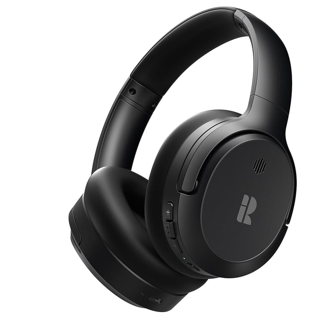 Auriculares Bluetooth, Auriculares inalámbricos híbridos con cancelación activa de ruido sobre la oreja con micrófono, hasta 140 horas de reproducción, modo de transparencia, graves profundos, llamada