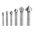 thumbnail image 1 of 3-Flute Countersink Drill Bit Set, Countersink, Round Shank Wood Countersinking Plastic Aluminum Deburring For Chamfering, 1 of 8