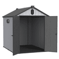 thumbnail image 5 of 6 x 8 FT Plastic Outdoor Storage Shed with Floor, Resin Shed with Lockable Door for Garden, Backyard, Tool Storage Use, Easy to Install, Black+Grey, 5 of 8
