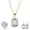 White, variant on Fashion Color Crystal Jewelry Set Geometry Rectangle Pendant Rhinestone Necklace Rings and Drop Earrings for Women Ladies Gifts Gold Plated