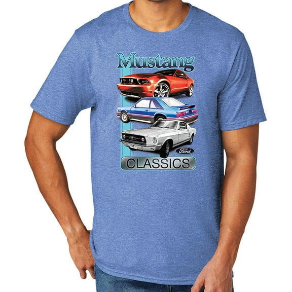 Ford Mustang Classics Men's TriBlend Tee Shirt, Small Carolina Blue Heather