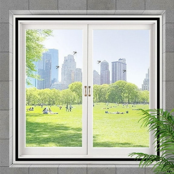 COM1950s Mosquito Screen Window Screen,Easy Install with Hook Loop Tape,Fits All Windows for Ventilation,Durable Nylon Mesh Blocks Bugs and Insects,59.1" X 70.9"