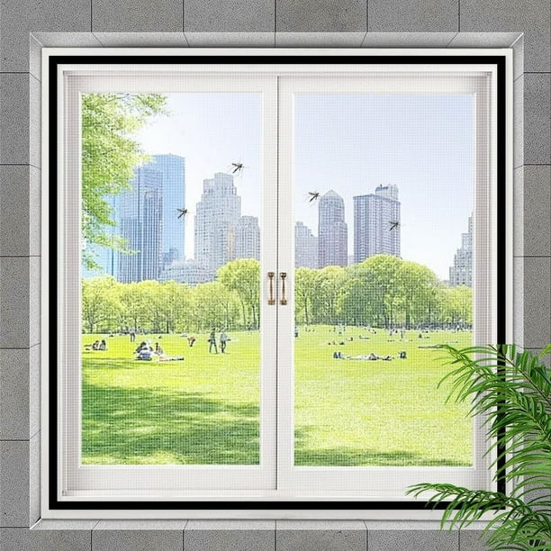 Mosquitera | Malla magnética para ventanas | Se adapta a todos los tamaños de ventanas | Fibra de vidrio duradera | Instalación sencilla sin taladros con cinta de velcro | Protección transpirable co