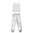 thumbnail image 4 of TiaoBug Kids Girls Gymnastics Sports Workout Clothes Set Sequins Tank Top with Pants Ballet Dance Performance Costume Silver 10, 4 of 7