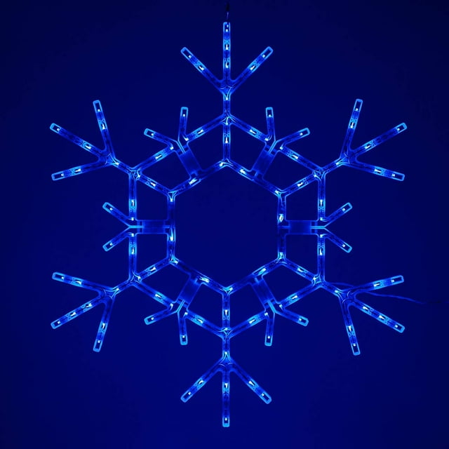 36" Folding Blue Snowflake Decoration LED Snowflake Lights Large Snowflake Decorations Outdoor Lighted Snowflake (36" Blue Snowflake)