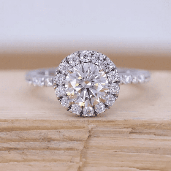 Eclet Jewels 2 Ct Round Cut Diamond Rings for Women's - 14K White Gold Over Rings - Engagement Wedding Halo Rings For Women's - Gorgeous Halo Anniversary for Gifts - Diamond Ring For Birthday Gifts