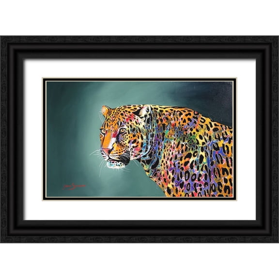 Stevenson, Graeme 14x10 Black Ornate Wood Framed with Double Matting Museum Art Print Titled - Morning Of The Jaguar