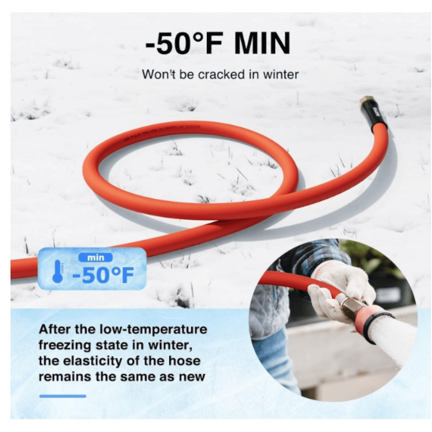 3/4" Hot/Cold Garden Water Hose 25 ft, -50℉-190℉,Flexible & Lightweight With 3/4" Brass Fittings for Yard, Outdoor, Farm, Red