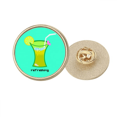 thumbnail image 1 of Lime Scrawl Summer Drink Beverage Round Metal Golden Pin Brooch Clip, 1 of 3