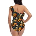 thumbnail image 5 of Easygdp Halloween Skull Women's One Shoulder Ruffle Monokini Bathing Suits with Removable Chest Pad, Quick Drying - X-Large, 5 of 8