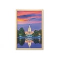 thumbnail image 1 of American Wall Art with Frame, Washington US Congress Capitol Building Square Reflection on Lake Sunset View Image, Printed Fabric Poster for Bathroom Living Room, 23" x 35", Red Blue, by Ambesonne, 1 of 2