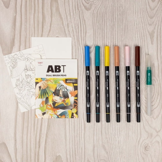 Tombow 72561 Dual Brush Pen Art Markers, Manga Illustration, Bird 6-Pack