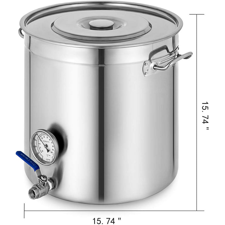 VEVOR Stainless Steel Stock pot 135qt with Thermometer Bot Brewing with  lid, Home Brew kettle for Beer Brewing, Maple Syrup, Stainless Steel Stock  Pot Cookware 