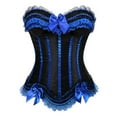 thumbnail image 2 of ZQGJB Corset Top Bustier Plus Size Women's Overbust Satin Floral Lace up Trim Renaissance Slimming Gothic Shapewear with Bowknot Decor Blue XXXXXL, 2 of 4