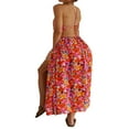 thumbnail image 4 of Women Summer Long Dress Flower Print Spaghetti Strap Holiday Dress, 4 of 9