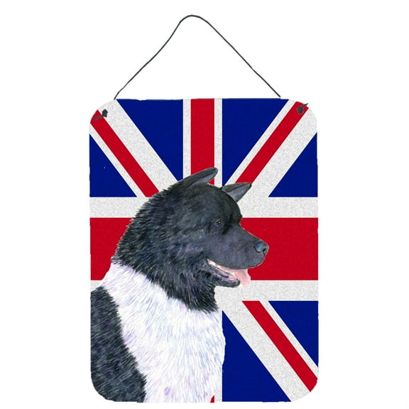 Akita with English Union Jack British Flag Wall or Door Hanging Prints