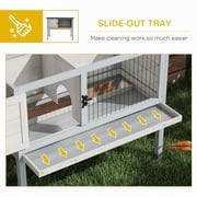 Elevated Rabbit Hutch, Wooden Bunny Cage with Hinged Asphalt Roof and Removable Tray, for Indoor/Outdoor, Gray