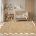 thumbnail image 3 of Garvee 5'x7' Modern Scalloped Rug Washable Rug with Non Slip Backing, Neutral Farmhouse Soft Low Pile Carpet for Living Room Bedroom Home Office, Camel, 3 of 8