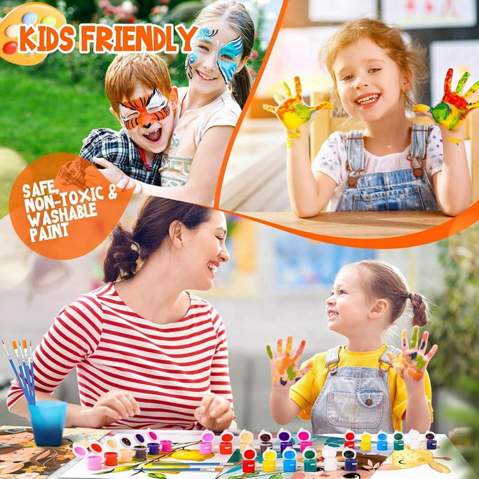 12 Pack 144Pcs Mini Acrylic Paint Set with Brushes for Kids Adults Craft Paint, 12 Colors Washable Acrylic Paint Strips