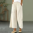 thumbnail image 7 of Edvintorg Wide Leg Pants for Women Plus Size Casual Summer Elastic High Waist Cotton and Linen Pants Pockets Vintage Trousers Woman Pants Beige XXL, 7 of 7