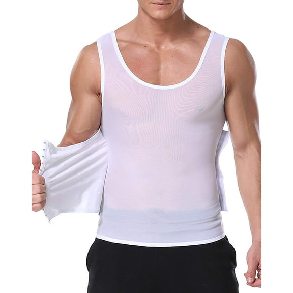 NonEcho Mens Body Shaper Slimming Vest Tummy Control Compression Top Black - XXL