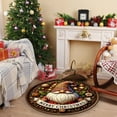 thumbnail image 2 of Christmas Round Rug 16 Inch - Holiday Themed Doormat for Living Room, Non-Slip Absorbent Circle Carpet for Sofa Coffee Table, Festive Blue & Gold Deer Decor, 2 of 5