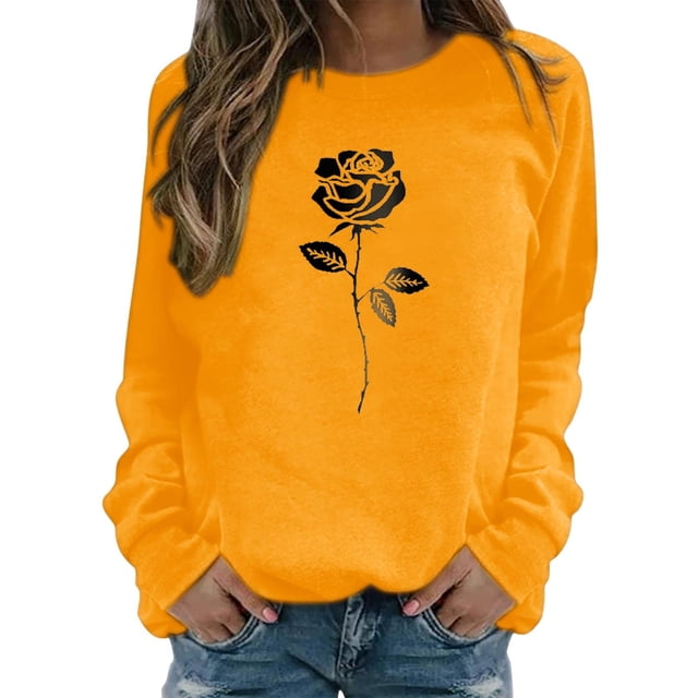 HNMKIU Chandail en Molleton Col Rond Femme Imprimé Col Rond Ajusté Chandail Décontracté Manches Longues Chemises d'Entraînement Blouse Ample