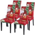 thumbnail image 1 of Juego de 4 fundas elásticas universales para sillas navideñas, fundas extraíbles para sillas de comedor, fundas para banquetes de hotel (#1 rojo, 4 piezas), 1 of 5
