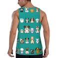 thumbnail image 3 of Fotbe Cartoon Dogs Pattern Men's Quick Dry Workout Tank Top Gym Muscle Tee Fitness Bodybuilding Sleeveless T Shirt Breathable Workout Shirt-3X-Large, 3 of 9