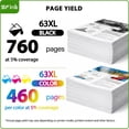 thumbnail image 4 of 63XL Ink Cartridge Combo Pack Compatible for HP 63 Ink 63XL Ink Cartridges Black/Tri-Color for OfficeJet 3830 3833 4650 4652 4655 5255 5258 Envy 4512 4520 DeskJet 1112 3630 (2 Pack), 4 of 8