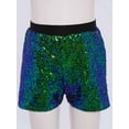 thumbnail image 3 of TTAO Girls Sequins Dance Shorts Elastic Waistband Jazz Style for Hip Hop For Stage Performance Theme Events Green 2-6, 3 of 7