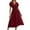 Wine, variant on RYRJJ Women's Summer Dresses Elegant Casual Short Sleeve Wrap V-Neck A-Line Loose Fit Swing Cocktail Party Midi Dress(Navy,S)