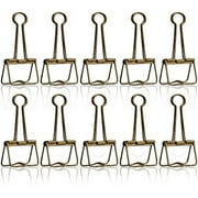 Lxnoap Color Hollow Out Paper Binder Clip Invoice Bill Clip Office Supplies Pack of 10 (M, Bronze)