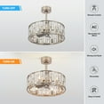 thumbnail image 3 of ALKAFY 20'' Satin Nickel Crystal Caged Ceiling Fan with Remote, 5 Silver ABS Blades, 6-light E12 Fixture for Bedroom, Living Room, 3 of 6