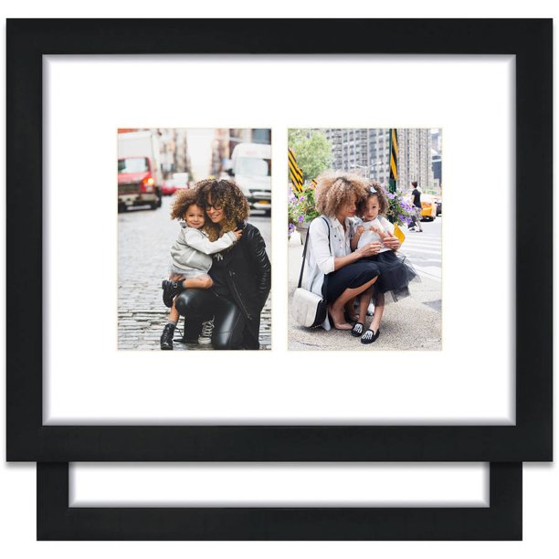 Craig Frames 11 X 14 Black Picture Frame Single White Collage Mat With Two 5 X 7 Openings Set Of 2 Walmart Com