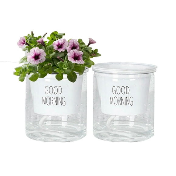 Flowerpots with Dish Ceramic, Self Watering Planter African Violet Pots Flower Plant Pot for Various Plants / Flowers / Succulent Plants, Flower Pots