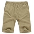 thumbnail image 2 of Iceglad Men's Linen Casual Classic Fit Short Drawstring Summer Beach Shorts US Medium Khaki, 2 of 5