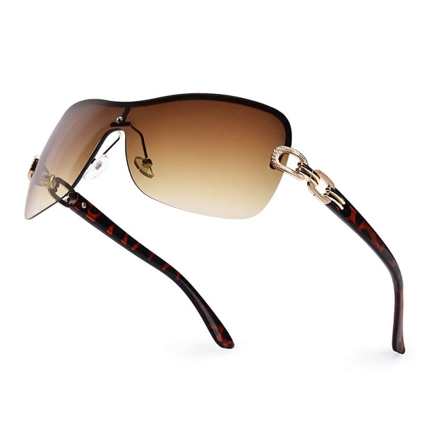 Gafas de sol OPTOFENDY Y2K Brown sin montura Chain-Link