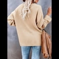 thumbnail image 4 of Suéteres de Gran Tamaño para Mujer, con Mangas Largas de Murciélago, Cuello en V Holgado, Botones, Estilo Henley, Jersey de Punto. Albaricoque L, 4 of 6