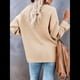 thumbnail image 4 of Suéteres de Gran Tamaño para Mujer, con Mangas Largas de Murciélago, Cuello en V Holgado, Botones, Estilo Henley, Jersey de Punto. Albaricoque L, 4 of 6