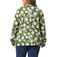 thumbnail image 4 of DARING DIVA Women's Plus V Neck Keyhole Pleated Floral Blouse 1X Army Green, 4 of 6